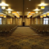 The Regalia Ballroom set for a speaker and theatre audience 